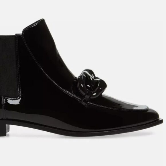 NWB TORY BURCH Adrien Chain Bit Chelsea Bootie Black patent Leather 7 (Orig$428) - Picture 4 of 5